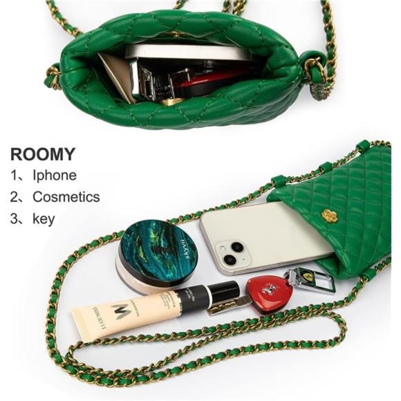 Montana West Small Quilted Cell Phone Purse Women Soft Chain Crossbody Wallet - Picture 2 of 6